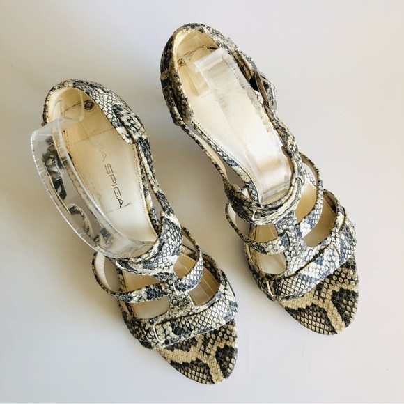 Via Spiga Hilda Snake Embossed T-Strap Sandal - Picture 5 of 14